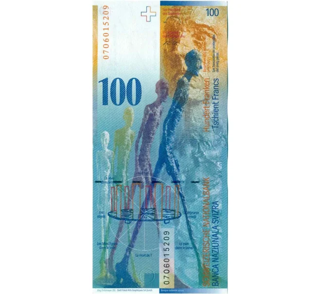 Банкнота 100 франков 2007 года Швейцария (Артикул K12-16766)