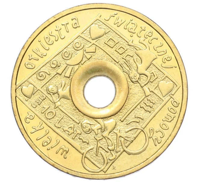 Монета 2 злотых 2003 года Польша «10 лет Великому Оркестру Рождественской Помощи» (Артикул K12-16925)