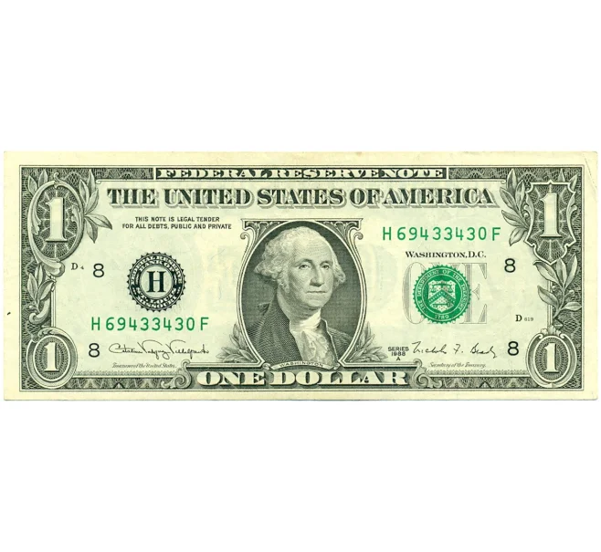 Банкнота 1 доллар 1988 года США (Артикул K12-17186)