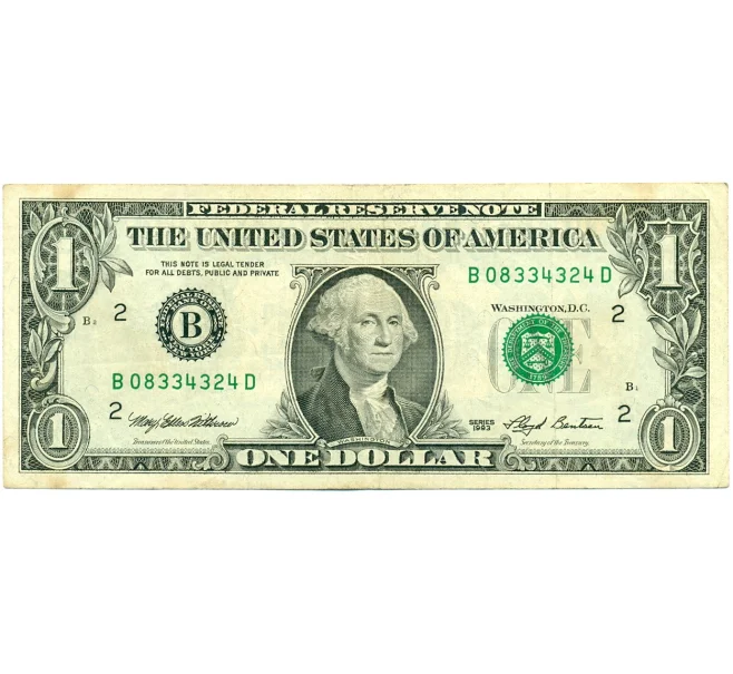 Банкнота 1 доллар 1993 года США (Артикул K12-17187)