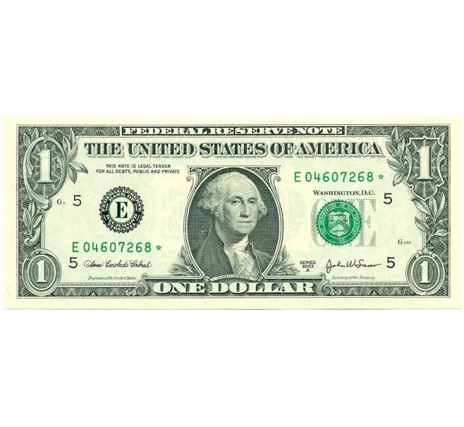 Банкнота 1 доллар 2003 года США (Серия замещения) (Артикул K12-17188)
