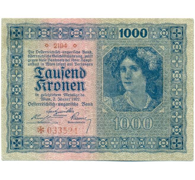 Банкнота 1000 крон 1922 года Австрия (Артикул K12-17218)