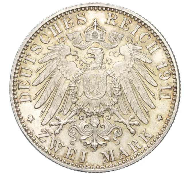 Монета 2 марки 1911 года Германия (Бавария) «90 лет со дня рождения Луитпольда Баварского» (Артикул K12-17224)
