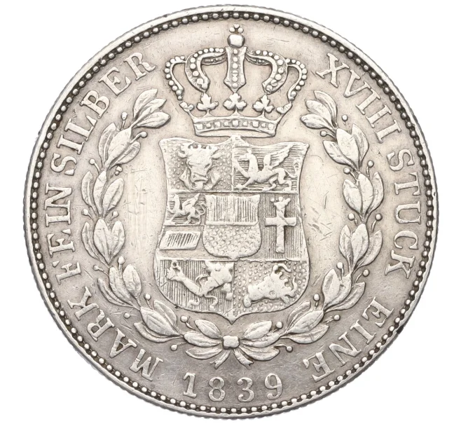 Монета 2/3 талера 1839 года Мекленбург-Шверин (Артикул K12-17227)