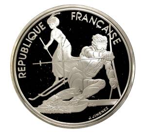 100 франков 1990 года Франция «XVI зимние Олимпийские Игры в Альбервиле — Слалом» — Фото №1