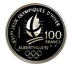 100 франков 1990 года Франция «XVI зимние Олимпийские Игры в Альбервиле — Слалом» — Фото №2