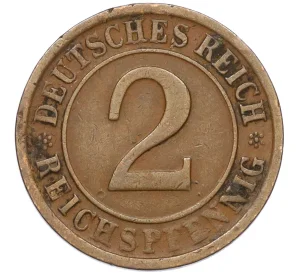 2 рейхспфеннига 1925 года D Германия