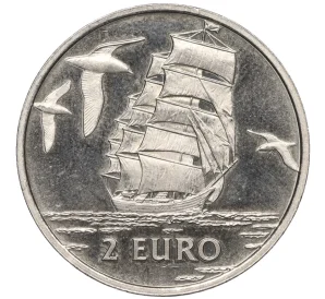 2 евро 1997 года Нидерланды «Внутренняя навигация — корабль и 3 чайки»