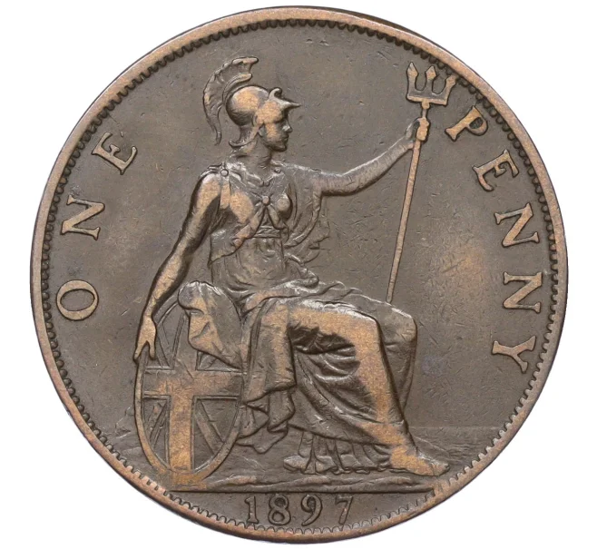 Монета 1 пенни 1897 года Великобритания (Артикул K12-17536)