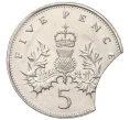 Монета 5 пенсов 1988 года Великобритания — Брак (Выкус) (Артикул K12-17544)