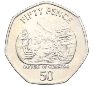 50 пенсов 2005 года Гибралтар «300 лет захвату Гибралтара» — Фото №1