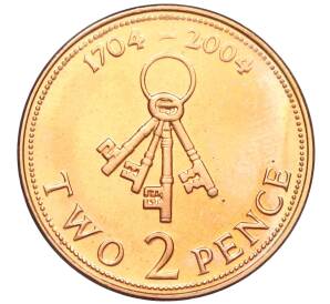 2 пенса 2004 года Гибралтар «300 лет захвату Гибралтара» — Фото №1