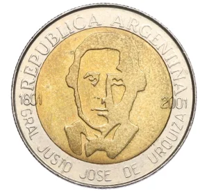1 песо 2001 года Аргентина «200 лет со дня рождения Хусто Хосе де Уркиза»