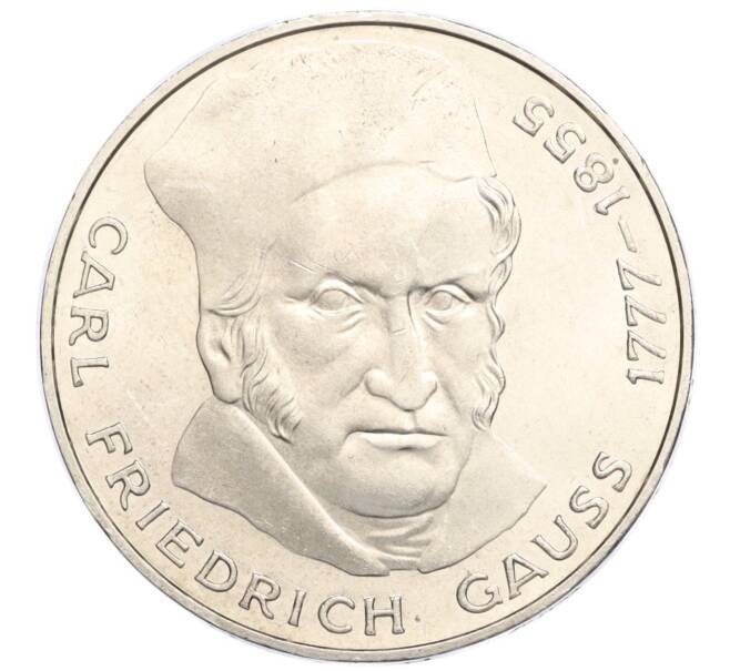 Монета 5 марок 1977 года J Германия «200 лет со дня рождения Карла Фридриха Гаусса» (Артикул M2-74512)