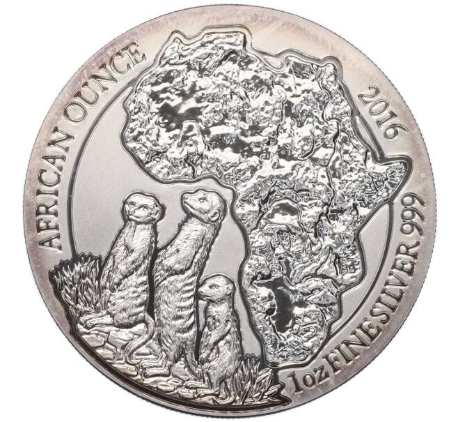 Монета 50 франков 2016 года Руанда «Африканская унция — Сурикат» (Артикул M2-74574)