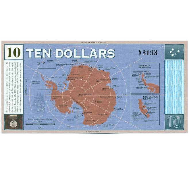 10 антарктических долларов 2001 года Антарктика (Артикул K12-18492)