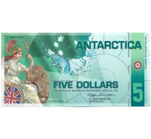 5 антарктических долларов 2008 года Антарктика