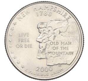 1/4 доллара (25 центов) 2000 года D США «Штаты и территории — Штат Нью-Гемпшир»