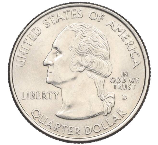 Монета 1/4 доллара (25 центов) 2000 года D США «Штаты и территории — Штат Нью-Гемпшир» (Артикул T11-08460)