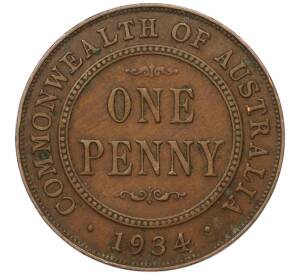 1 пенни 1934 года Австралия