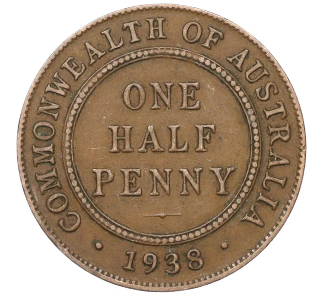 Монета 1/2 пенни 1938 года Австралия (Артикул M2-74661)