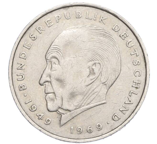 Монета 2 марки 1975 года J Западная Германия (ФРГ) «Конрад Аденауэр» (Артикул K12-18762)