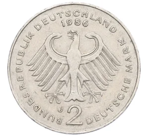 2 марки 1986 года J Западная Германия (ФРГ) «Конрад Аденауэр»