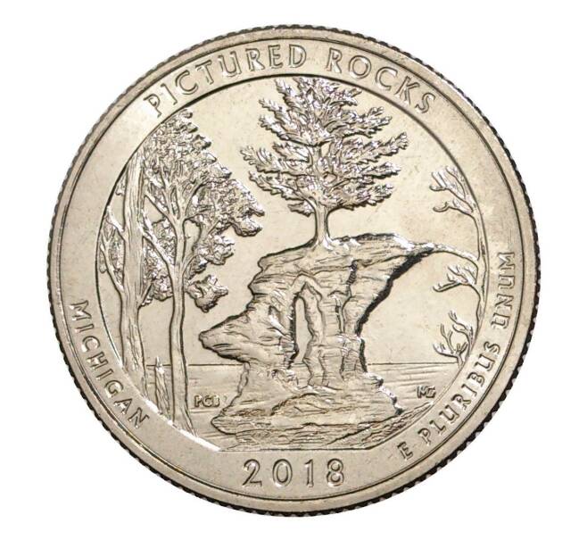 Монета 1/4 доллара (25 центов) 2018 года S «Национальные парки — №41 Национальное побережье живописных камней» (Артикул M2-7128)