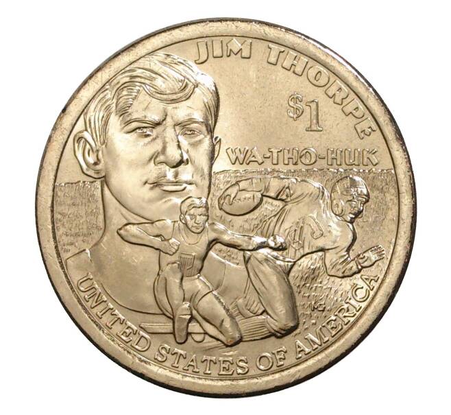 Монета 1 доллар 2018 года D США «Коренные американцы (Сакагавея) — Джим Торп» (Артикул: M2-7131) — Фото №1