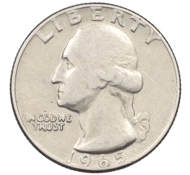 Монета 1/4 доллара (25 центов) 1965 года США (Артикул K12-18949)