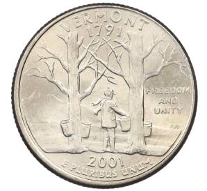1/4 доллара (25 центов) 2001 года P США «Штаты и территории — Штат Вермонт»