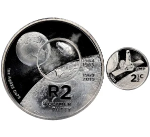 Набор из 2 монет 2019 года ЮАР «Изобретения ЮАР — Полимерная замазка Pratley’s Putty»