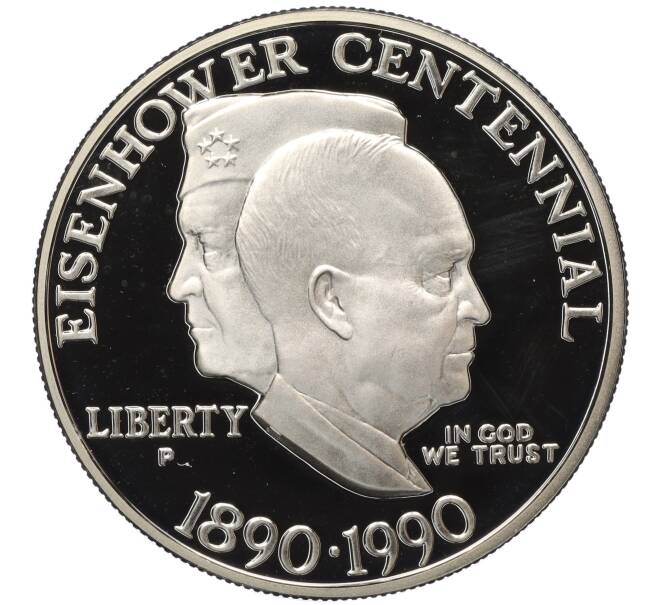 Монета 1 доллар 1990 года P США «100 лет со дня рождения Эйзенхауэра» (Артикул K27-85757)