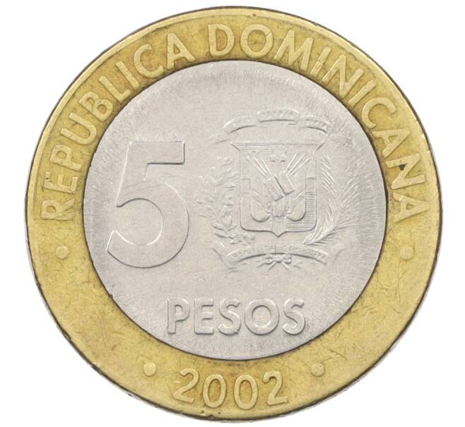 Монета 5 песо 2002 года Доминиканская республика «50 лет Центробанку» (Артикул K12-19027)