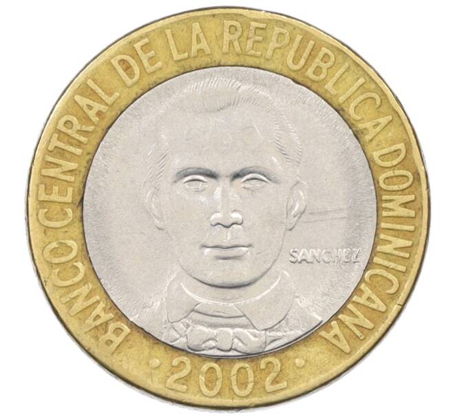 Монета 5 песо 2002 года Доминиканская республика «50 лет Центробанку» (Артикул K12-19027)