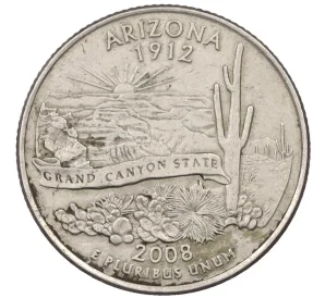 1/4 доллара (25 центов) 2008 года P США «Штаты и территории — Штат Аризона»