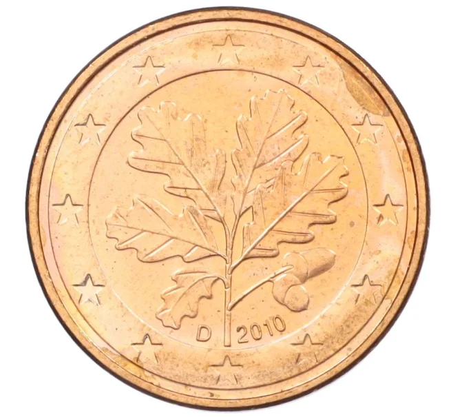 Монета 5 евроцентов 2010 года D Германия (Артикул K12-19280)