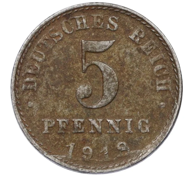 Монета 5 пфеннигов 1918 года Германия (Артикул K12-19281)