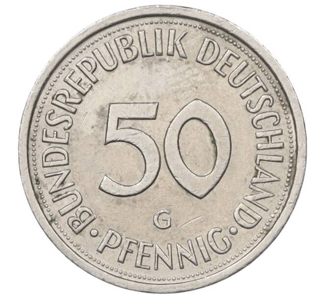 Монета 50 пфеннигов 1990 года G Западная Германия (ФРГ) (Артикул K12-19289)