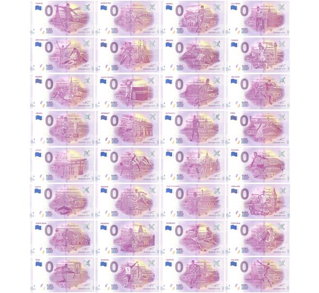 Набор банкнот 0 евро 2018 года Страны участницы Чемпионата мира по футболу 2018 (Артикул B2-3322)