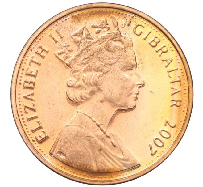 Монета 2 пенса 2007 года Гибралтар «60 лет со дня свадьбы Королевы Елизаветы II и Принца Филиппа» (Артикул K12-19506)