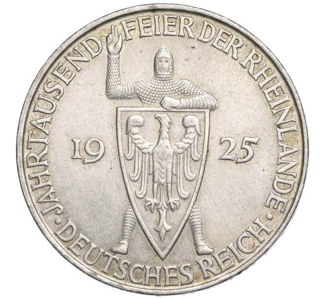 Монета 5 рейхсмарок 1925 года D Германия «Тысячелетие Рейнланда» (Артикул M2-74980)