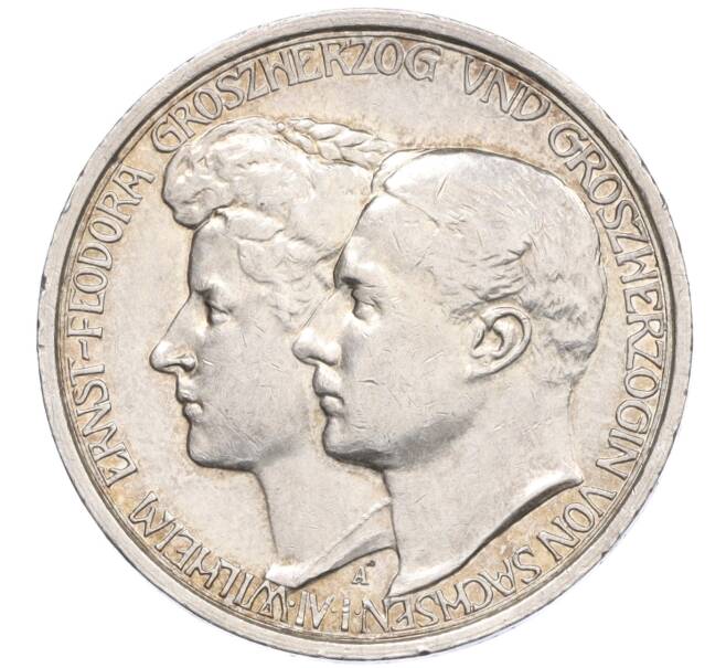 Монета 3 марки 1910 года A Германия (Саксен-Веймар-Эйзенах) «Свадьба Вильгельма и Феодоры» (Артикул M2-74984)