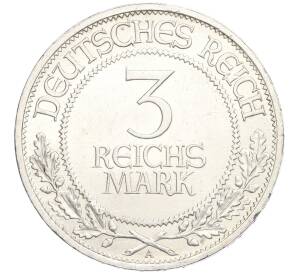 3 рейхсмарки 1926 года А Германия «700 лет статусу свободного города Любека» — Фото №2