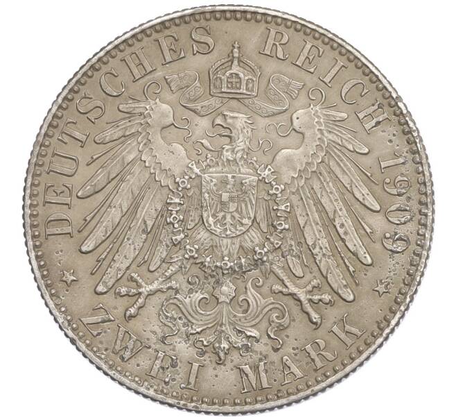 Монета 2 марки 1909 года Германия (Саксония) «500 лет Лейпцигскому университету» (Артикул M2-75008)