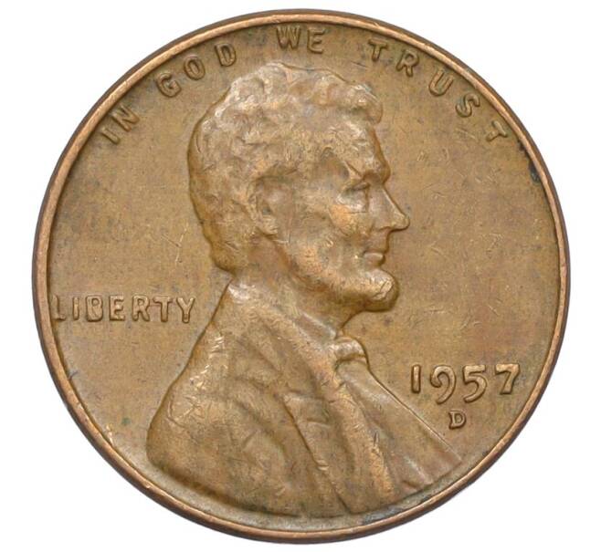Монета 1 цент 1957 года D США (Артикул K27-85936)