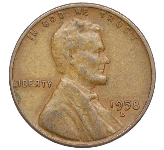 Монета 1 цент 1958 года D США (Артикул K27-85941)