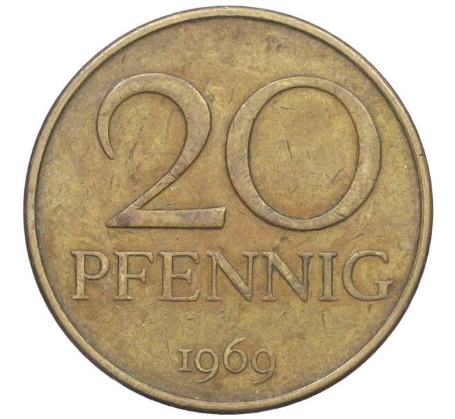 Монета 20 пфеннигов 1969 года Восточная Германия (ГДР) (Артикул K27-85947)