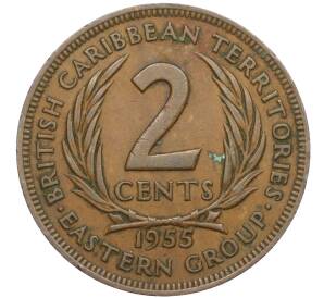 2 цента 1955 года Британские Восточные Карибы