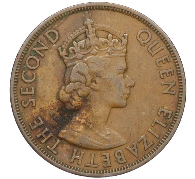 Монета 2 цента 1955 года Британские Восточные Карибы (Артикул K12-19777)